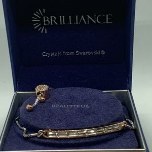 Women Rose Gold -Silver Bracelet  White Swarovski